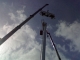 Installing sports lights at Esler Park Newry