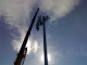 Installing sports lights at Esler Park Newry